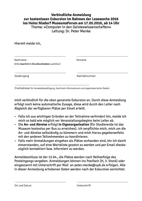Anmeldeformular